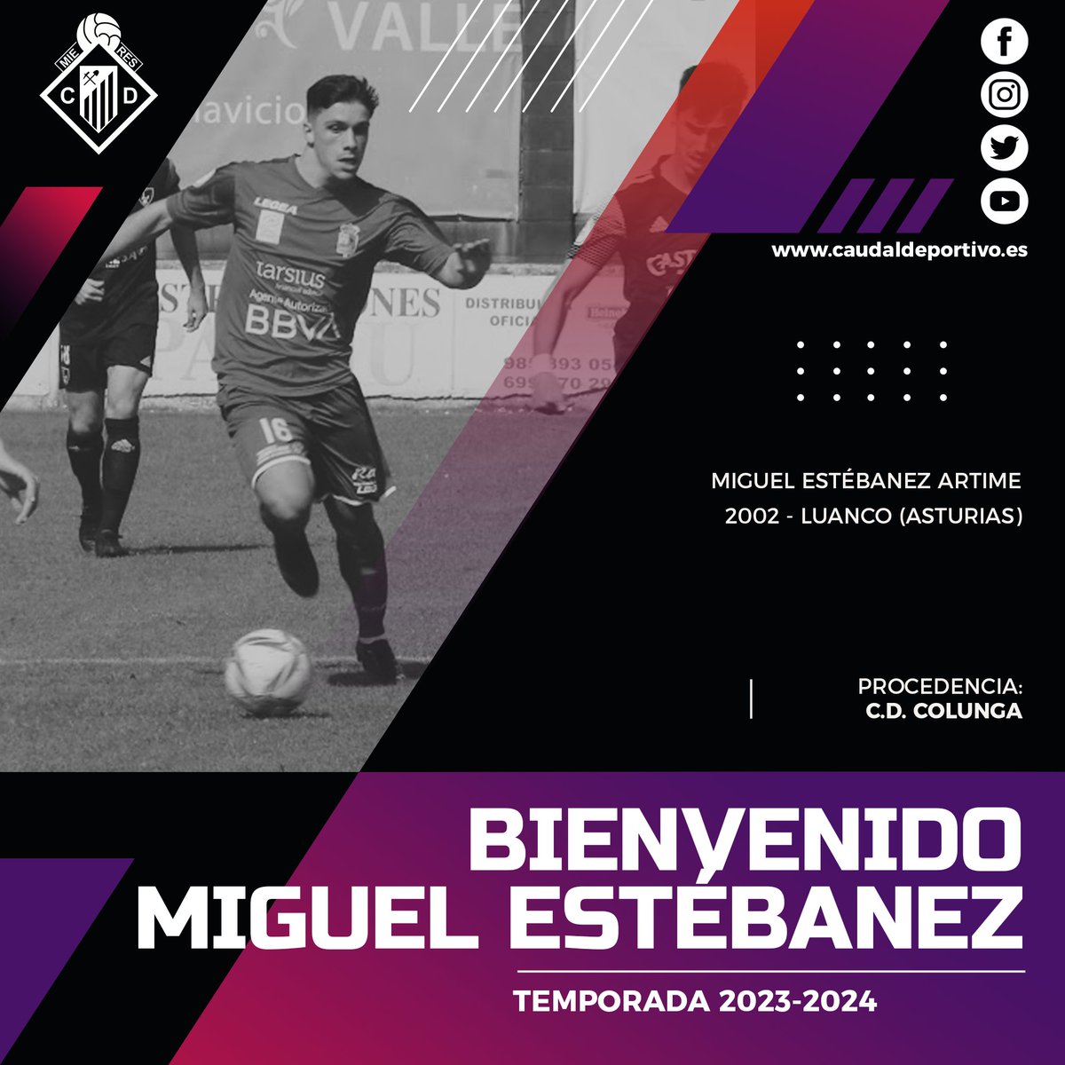 ‼️ FICHAJE ‼️ Miguel Estébanez se convierte en jugador del Caudal de cara a la próxima temporada.   

👋 BIENVENIDO AL CLUB 👋

 caudaldeportivo.es/2023/05/19/mig…… pic.x.com/YzGLxybNAE