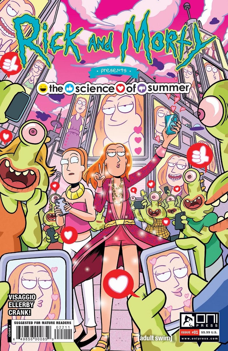 MarcEllerby's tweet photo. August is double Ellerby month! I'm drawing and colouring THE SCIENCE OF SUMMER and I've got a variant cover for RICK AND MORTY #8! Both out from @OniPress https://t.co/UqP7M6mf33
