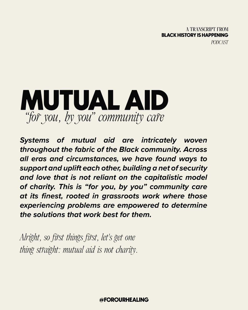 forourhealing's tweet photo. In the latest installment on our Ancilla Project—Black History is Happening, Vol II, we explore the age old system of MUTUAL AID and it’s many benefits in minoritized communities. Here’s a look into this work. https://t.co/ynAi9VzzjC
