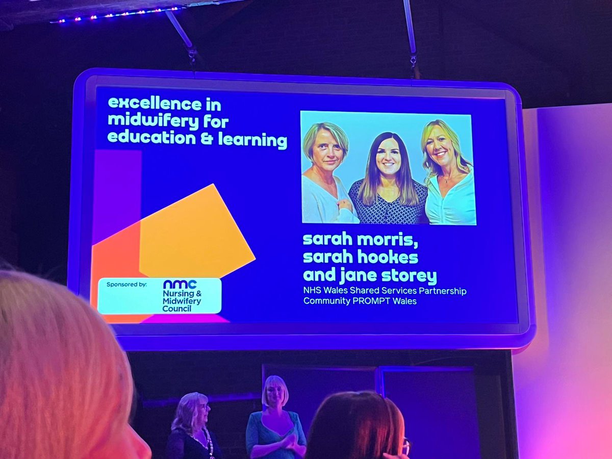 @SarahLMorris13 @jane20007417 & I are delighted to receive @MidwivesRCM #RCMawards for Community PROMPT Wales. Thanks to @JonathanWebbWRP @NWSSP for enabling this programme & PDMs & local facilitators for implementing 👏🏼This is how we roll in Wales #collaboration @JulieRCMWales