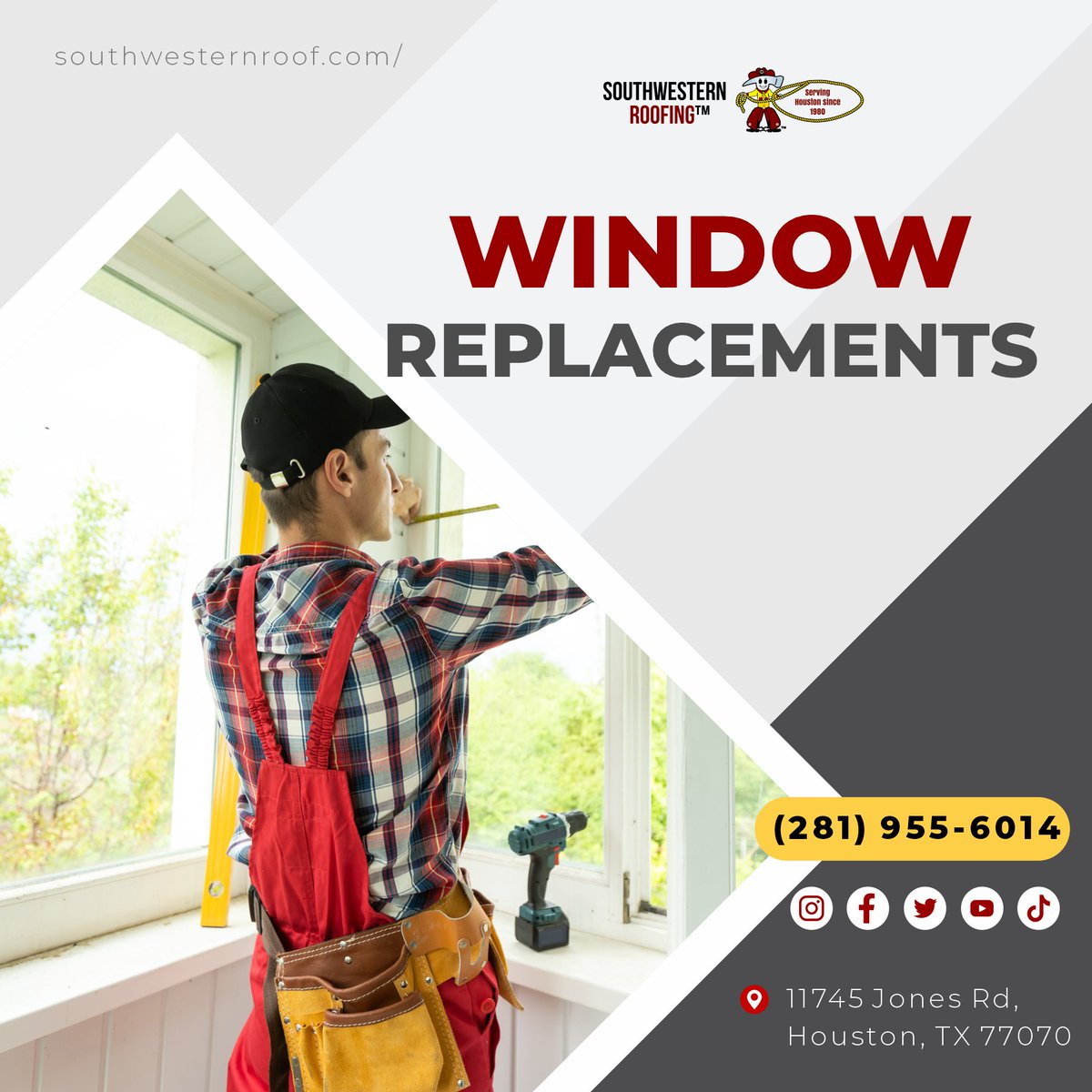 swroofing_tm's tweet image. Upgrade your living space with the best window replacements in Houston! Let our team of experts provide you with the services you need to make your home stand out. #WindowReplacements #Houston #HomeImprovement

📞 (281) 955-6014 
📌 11745 Jones Rd, Houston, TX 77070