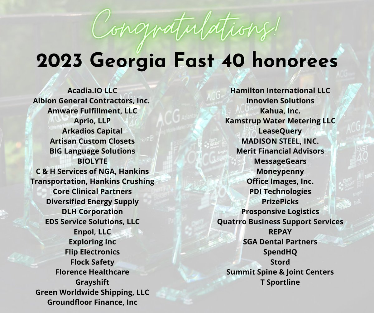 acgatlanta's tweet photo. Introducing the 2023 Georgia Fast 40 Honorees - Read more inside! https://t.co/8ISIEpSSNk https://t.co/Lji1AkL2f8