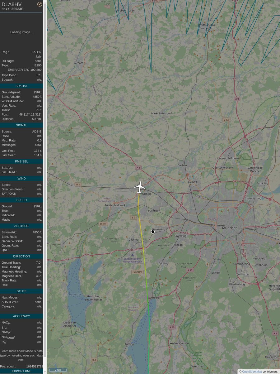 ICAO: 3003AE
Flt: DLA8HV #AirDolomiti
First seen: 2023/05/19 21:15:27
Min Alt: 5500 ft MSL
Min Dist: 4.81 nm

#planefence #adsb - docker:kx1t/planefence
globe.adsbexchange.com/?icao=3003ae