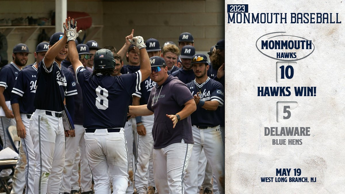 Big time effort on Senior Day!

Stahl and Harmstead homer and Barker spins 5.1 strong as <a href="/MUHawksBaseball/">Monmouth Baseball</a> takes out Delaware!

#FlyHawks