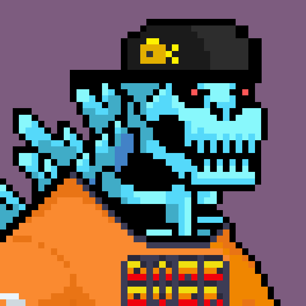 NFTJackhammer's tweet photo. Finally cop DeadJira 🦕 - #OrdinalsNFT by @PGodjira 

Love these skeleton MF's! 💀 This blue one is clean AF 👌 

#projectgodjira #OrdinalsNFTs https://t.co/yjBEfBkRJa