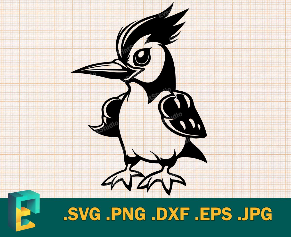 Woodpecker SVG - Cricut & Silhouette, Cute Woodpecker svg - Vector, Clipart, Black and White, Cutting file EPS, DXF, Cameo Curio Vinyl etsy.me/3In5SiH #homeimprovement #woodpeckersvg #cutewoodpecker #woodpeckerclipart #woodpeckerdesign #woodpeckerdownload #wood