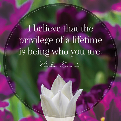 I believe that the priviledge of a lifetime is being who you are.