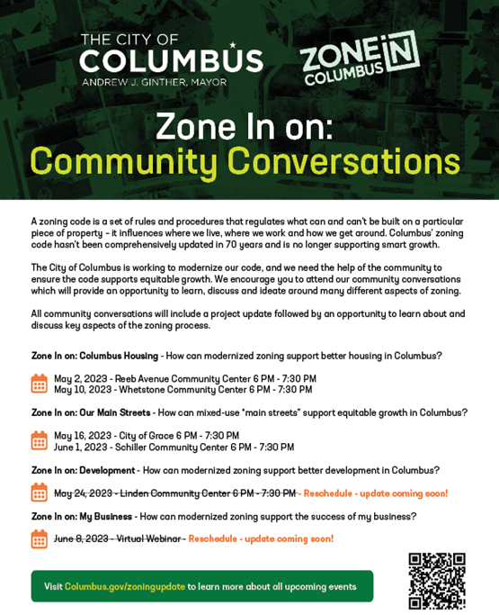 Come make your voice heard!! For the first time in over 50 years, we are revisiting our zoning laws! This will have a BIG impact on issues like affordable housing &amp; equitable growth!!

Join in on the next conversation June 1st from 6-7:30pm at the Schiller Community Center!!