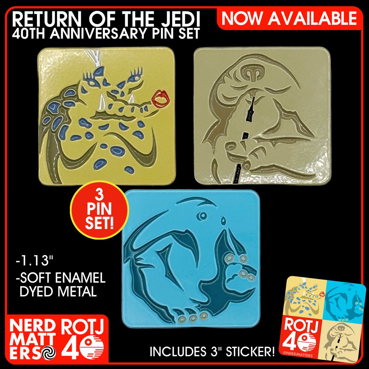 Now available! ROTJ 40th anniversary Sy, Max & Droopy pins 3 pack. Etsy shop link in profile. #starwars #sysnootles #maxrebo #droopymccool #maxreboband #returnofthejedi #rotj40 #pin #pins #enamelpin #enamelpins #pingame #pingamestrong #pincommunity #nerdmatters