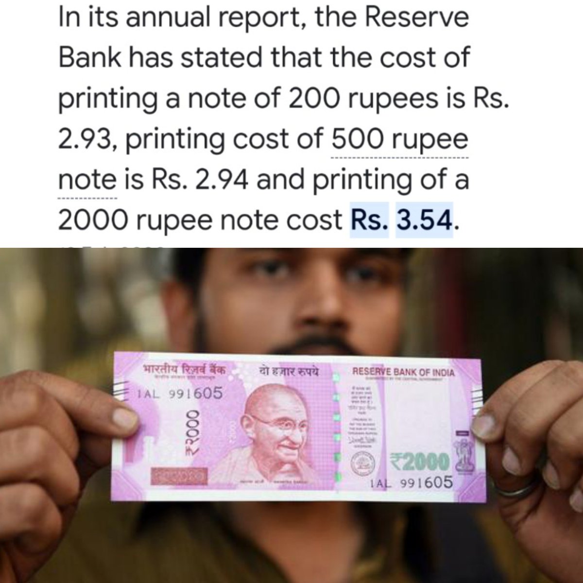 MechTechPankaj's tweet image. आज तक RBI ने तक़रीबन 400 करोड़ नोट 2000 रूपये का छापा था |एक नोट को छापने का खर्चा 3.56 रूपये के हिसाब से 1424 करोड़ रूपये खर्चे गए थे |
देश की जनता के पैसे थे |
लेकिन वो तो फ़क़ीर आदमी है झोला उठाके चल पड़ेगा | उसको क्या लेना |#Demonetisation #PrimeMinister 
@HDFC_Bank
