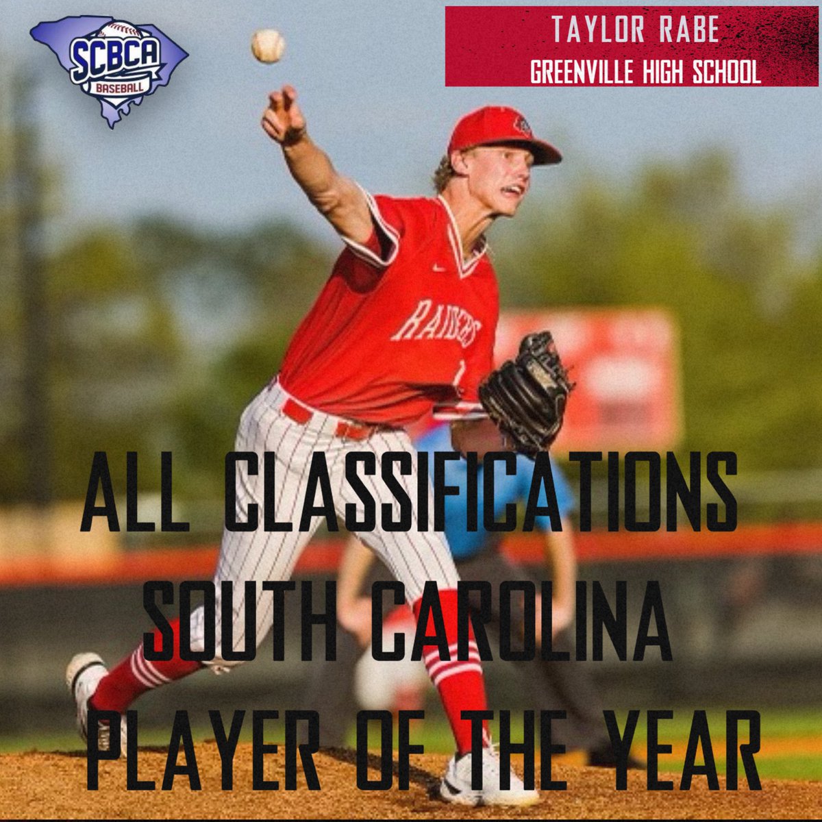Congrats <a href="/RabeTaylor/">Taylor Rabe</a> _ for being selected as the SCBCA All Classifications Player of the Year! Tremendous honor and accomplishment that is well deserved! Proud of you #saludariverboy @olemissbsb @scorpsbaseball