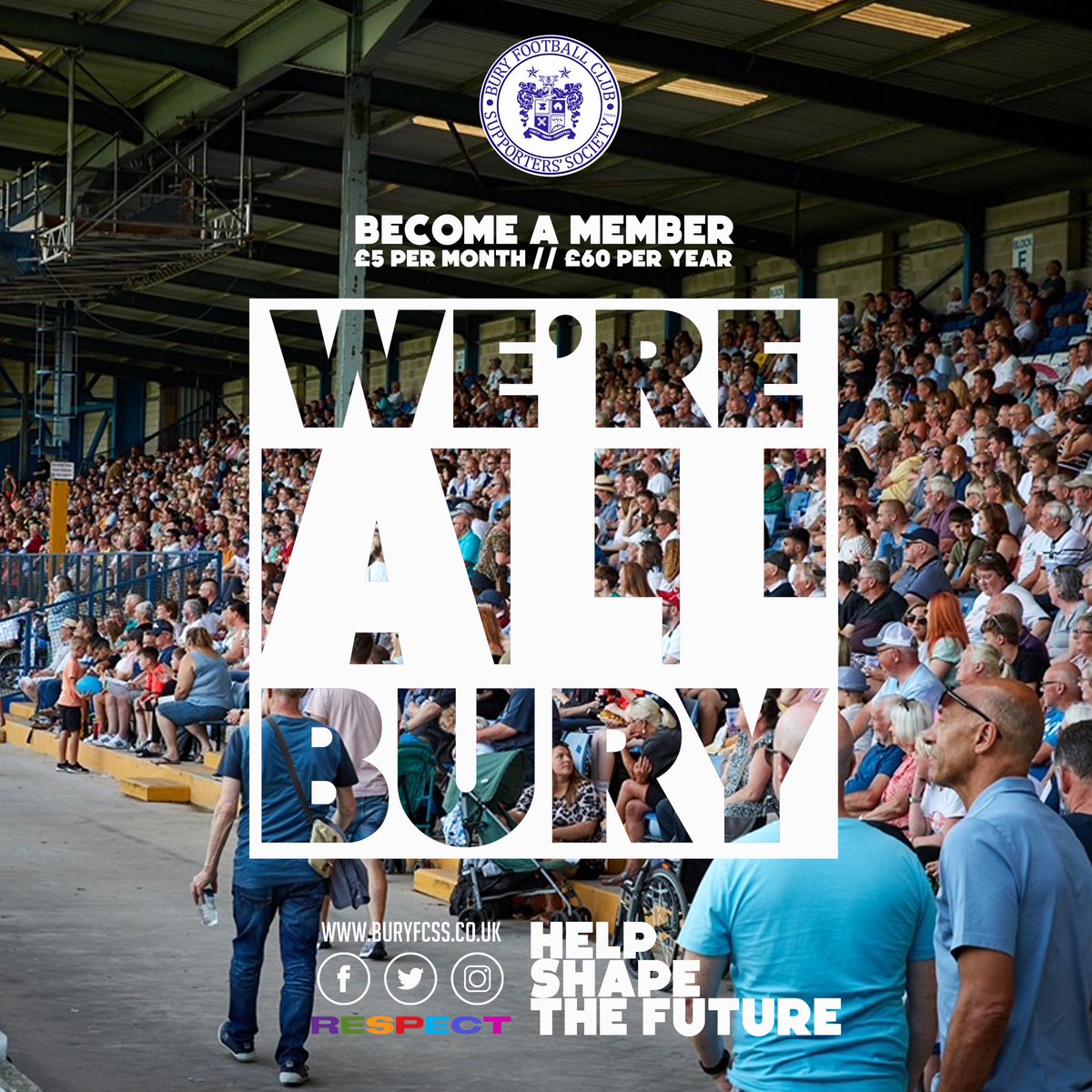 EventsAtGigg's tweet image. ⚪️🔵 BECOME A MEMBER

As we prepare for the new season we need your voices. Sign up now to be a part of the decision-making process.

Help Shape The Future of Bury FC:
buryfcss.merlintickets.co.uk/product/MEMBER…

#BuryFC #ShakersTogether #PartOfIt