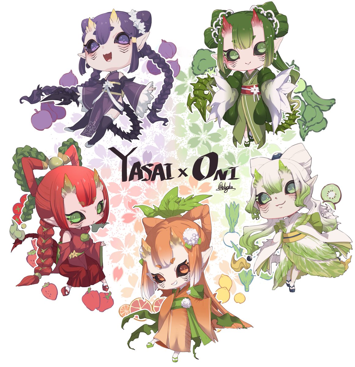「【Vるるふ】野菜×鬼【登録者831人記念】」|るるふ@👀🌱のイラスト