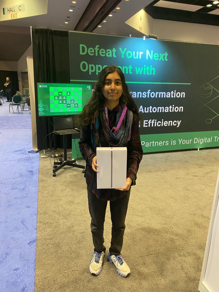 AshlingPartners's tweet photo. Congratulations to our chessboard champions!๐ These two tried their luck on our virtual chessboard game and walked away with a brand new iPad and a new outlook on #DigitalTransformation! #Winners #DigitalTransformationWeek #Automation https://t.co/KyZvkGUcLe