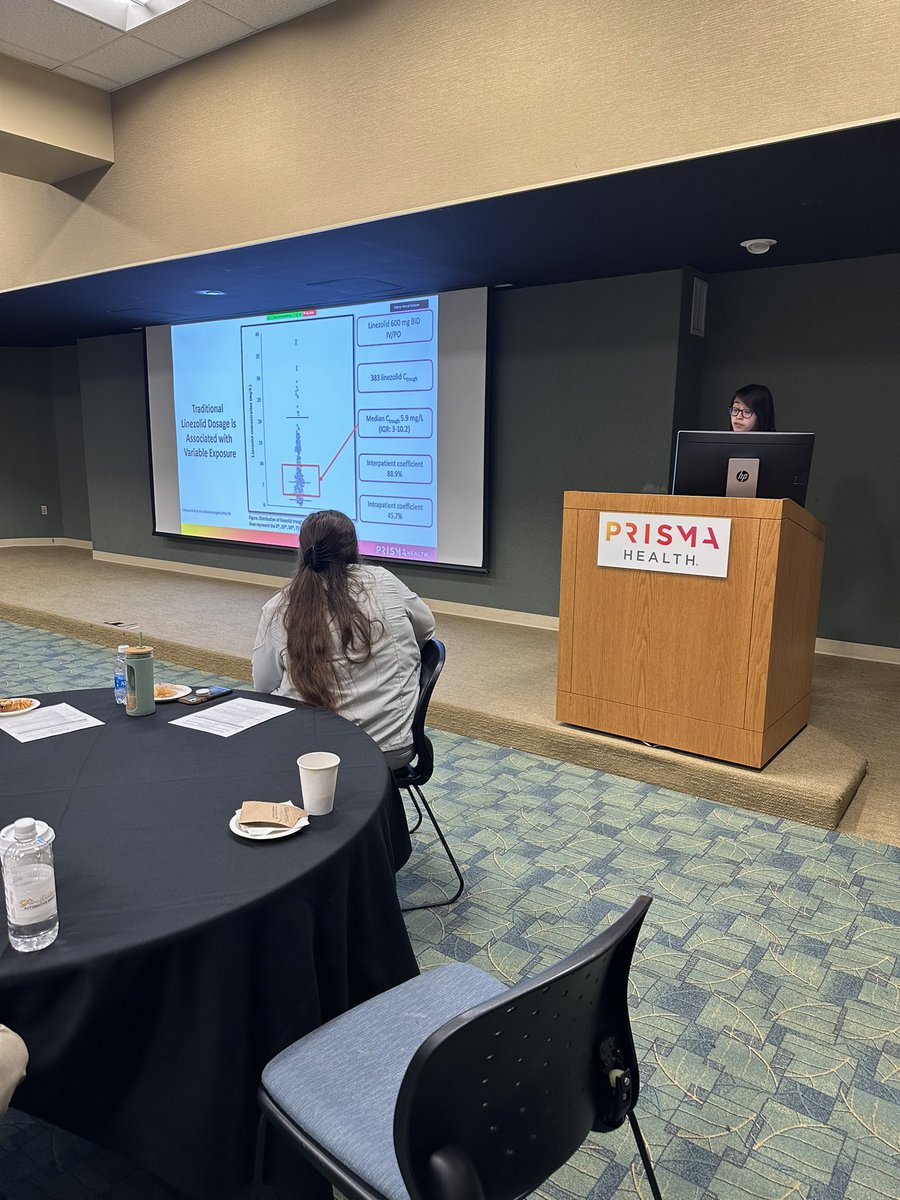 <a href="/vivianytsai/">Vivian Tsai</a> continuing to demonstrate her expertise in oral antimicrobial PK/PD with a review of TDM in COpAT at the 8th annual <a href="/ASC_SCarolina/">ASC-SC</a> meeting. 

First case study: oral linezolid 💊🦠

#proudmom #precisiondosing #allaboutAUC #ASP #idgeeks
