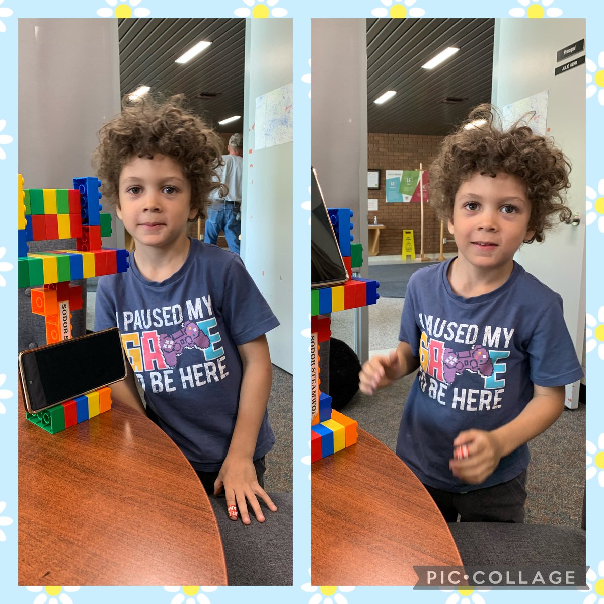 It is Tech-free Friday and this future engineer is a superstar!  He created a holder for cellphones for two different heights! #ocsbJoy #ocsbDL ⁦<a href="/JohnPaulIIOCSB/">St. John Paul II School</a>⁩