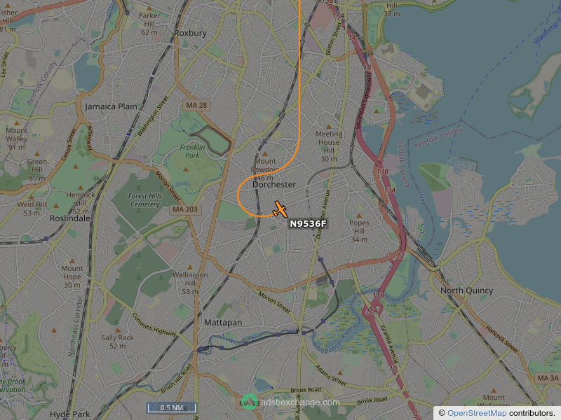 N9536F, a 2012 CESSNA 206H, is circling over Beacon Hill, Boston at 1950 feet, speed 105 MPH, squawking 0352, 0.0 miles from Boston Running Company globe.adsbexchange.com/?icao=ad42fc&z…