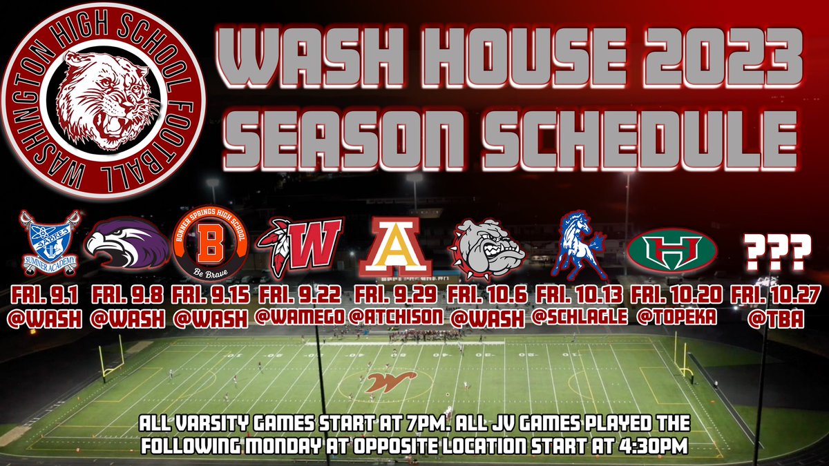 Official schedule release 

#WhosHouse #WashHouse #WildcatCounty #WashHouseFootball #GBF #GradesBehaviorFootball