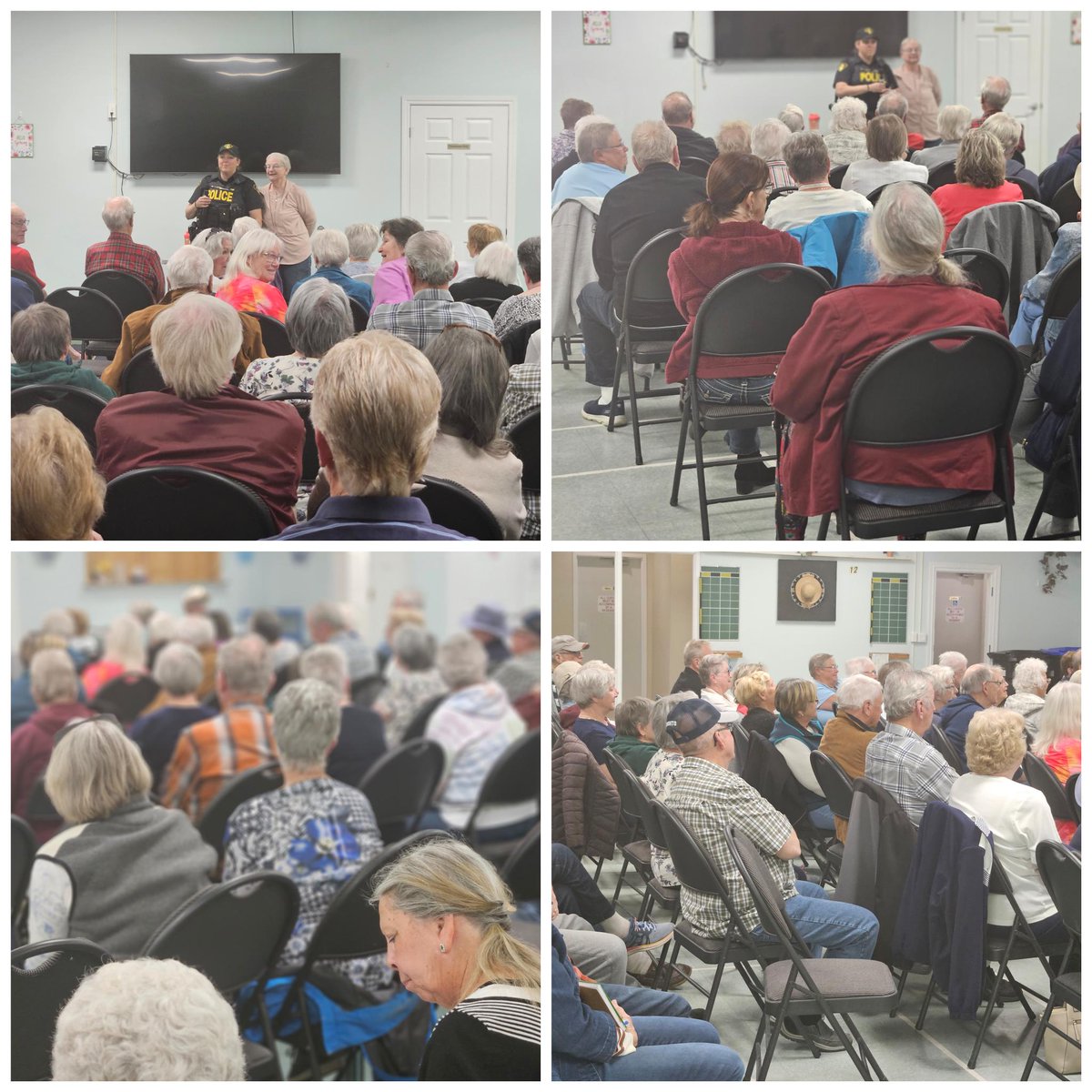 The #HurWOPP was impressed with the turnout at the Wasaga Beach - Park Place community club house.  These community members were eager and ready to learn how to combat frauds. Working together to stop these frauds!! antifraudcentre-centreantifraud.ca  #BeScamSmart #showmetheFRAUD  ^lg