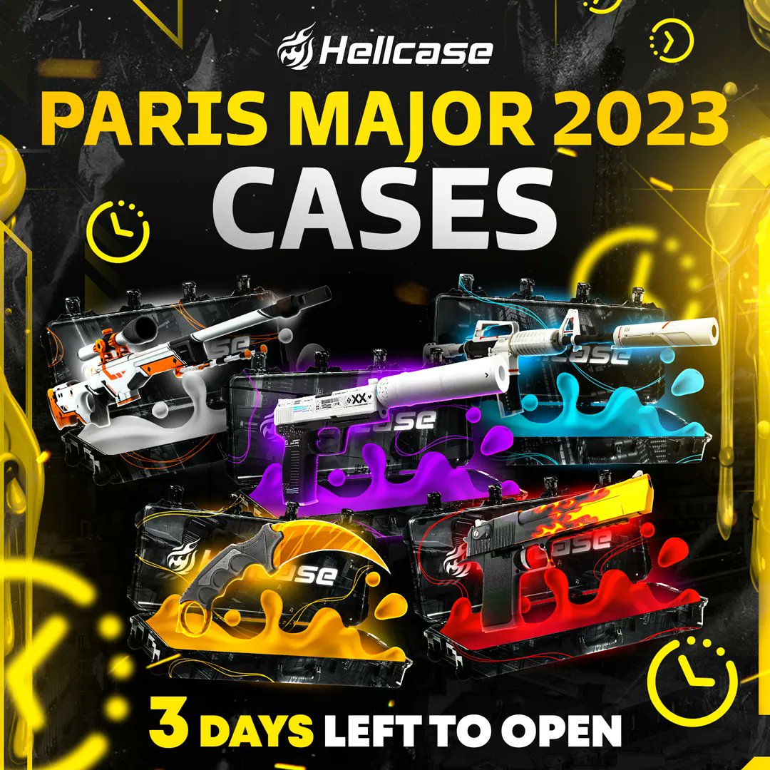 csjsworks's tweet photo. RT hellcasecom "3 days left to open our special Paris Major 2023 cases! Go get some nice drop while waiting for the final battles of the last Major event ⚡️

There is not much time left, hurry up - https://t.co/i5Uu9NVkUa

#cs2 #csgo #hellcase #csgocase… https://t.co/tDKDmsV6IH"