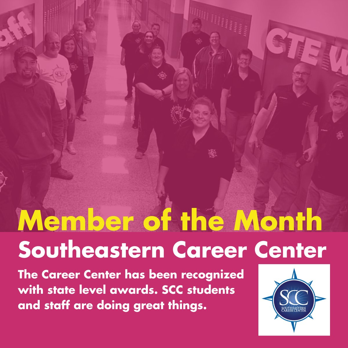 We're recognizing Southeastern Career Center as our #MemberOfTheMonth! <a href="/SCCIndiana/">Southeastern Career Center</a> has been awarded recognition on a state level due to its high success rate and raving reviews.

sccusa.org