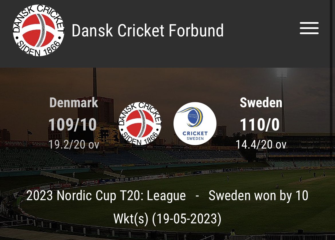 dcfcricket's tweet image. Sweden gave us a seeing to there! We go again! #NordicCup #dkcricket
