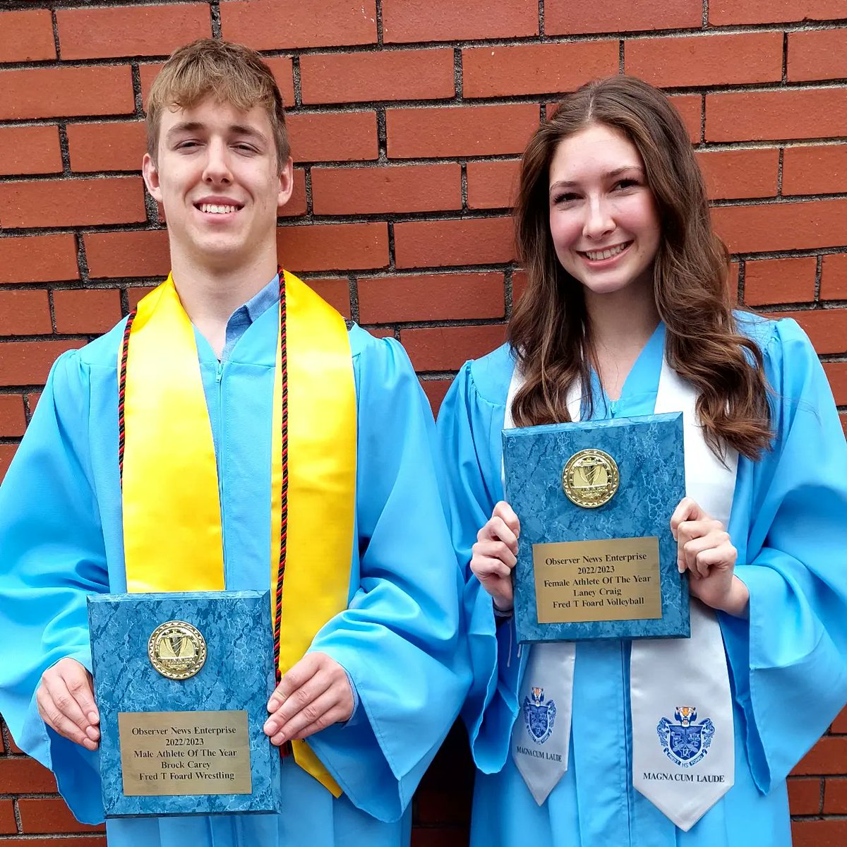 MikeCarey1776's tweet image. Brock Carey &amp;amp; Laney Craig are the Observer News and Enterprise newspaper Male and Female Athletes of the Year for the entire Catawba County! @FoardWrestling @FoardVB