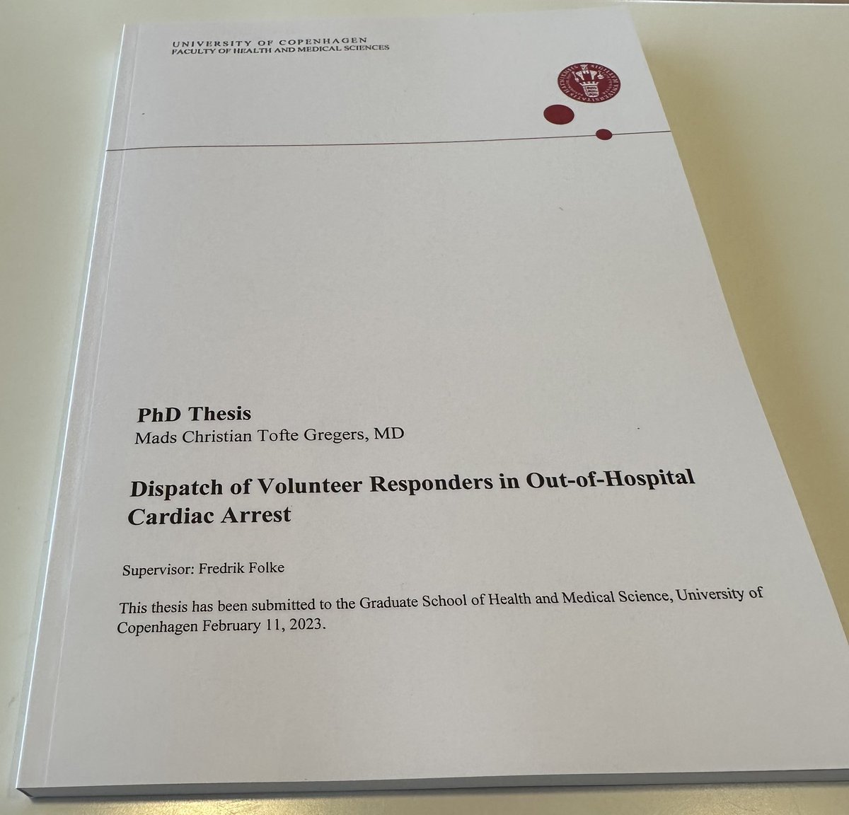 Federico F Semeraro (@ffsemeraro) on Twitter photo PhD Thesis <a href="/mads_tofte/">Mads Tofte</a>
Mads Christian Tofte Gregers, MD
Dispatch of Volunteer Responders in Out-of-Hospital Cardiac Arrest PhD Thesis <a href="/mads_tofte/">Mads Tofte</a>
Mads Christian Tofte Gregers, MD
Dispatch of Volunteer Responders in Out-of-Hospital Cardiac Arrest