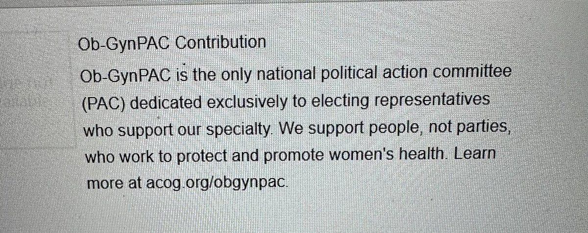 Because this is BS: @acog says they support abortion access yet their PAC has given over 1 million to antichoice candidates. 

That’s not protecting women’s health.
#ACOG2023