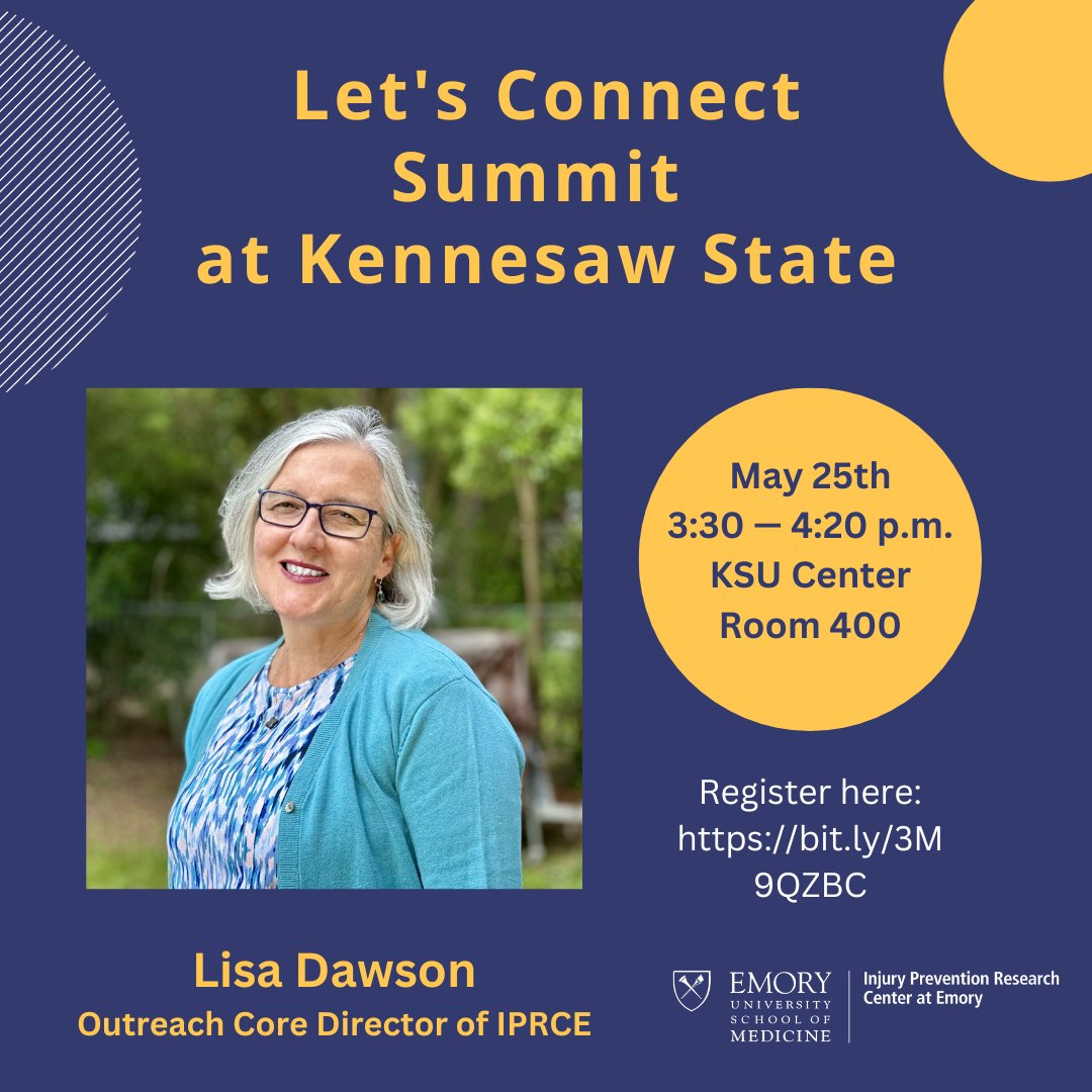 Come out and support IPRCE's Outreach Core Director, Lisa Dawson, MPH at Kennesaw State University's, "Let's Connect Summit". She will be giving a keynote speech Thursday, May 25th, on providing best practices in facilitating collaborative work between organizations to support.