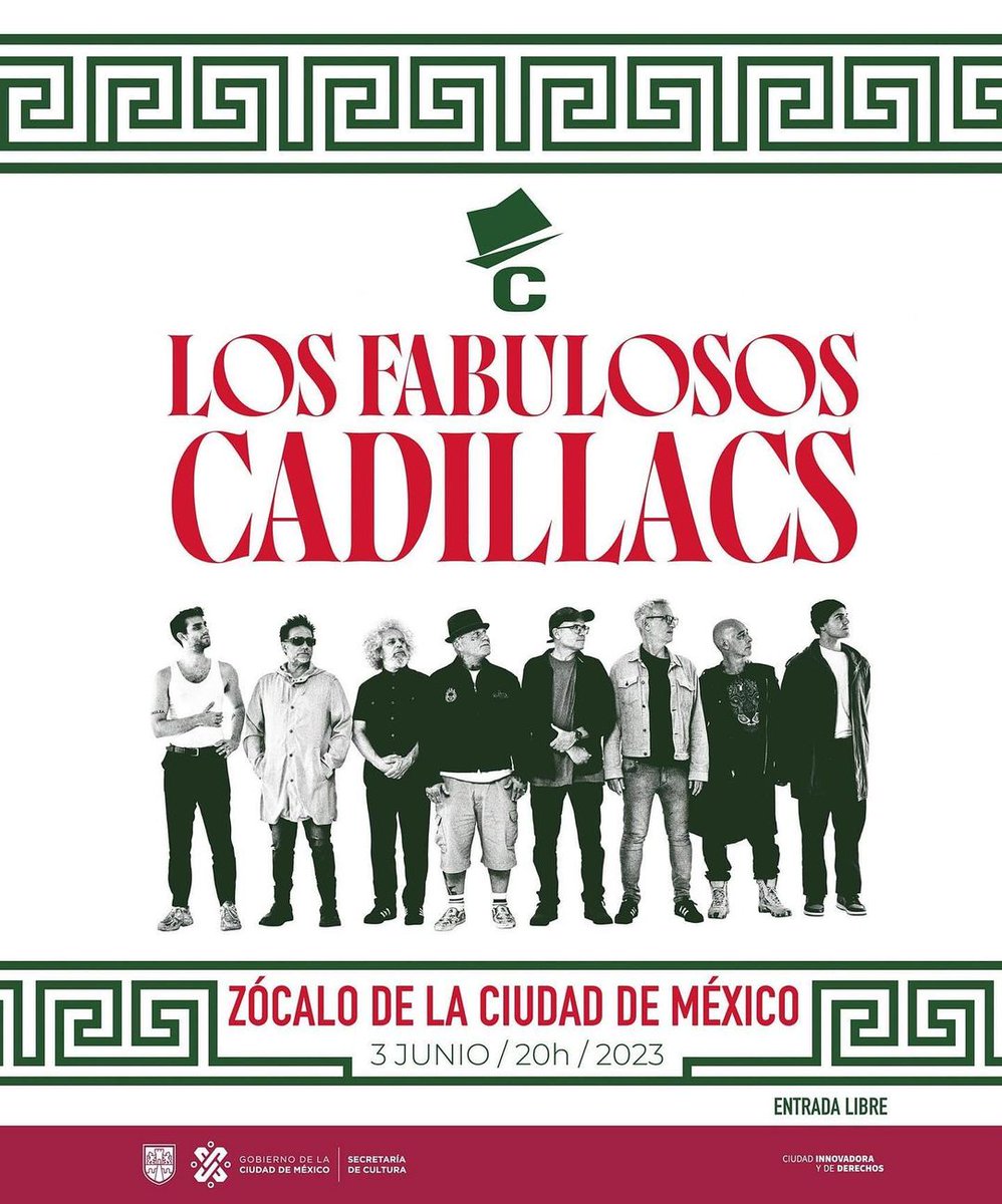 En noviembre estaremos visitando varias ciudades de México, pero falta bastante tiempo.
Así que vamos a darnos una vuelta por allí el 3 de junio.
#LosCadillacsTocandoParaVos en el Zócalo de la Ciudad de México, con entrada libre y gratuita. 😎

#YoTeAvise