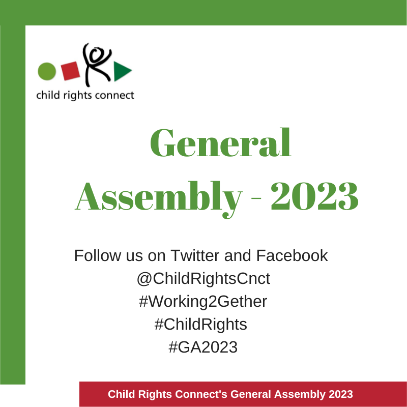 together_sacr's tweet photo. ๐
On Thursday 25 May 2023, @ChildRightsCnct are hosting the General Assembly, the annual gathering of Child Rights Connect Network!
โฐStay tuned
#GA2023 #4childrights #Working2Gether https://t.co/eN6r85Zo0v