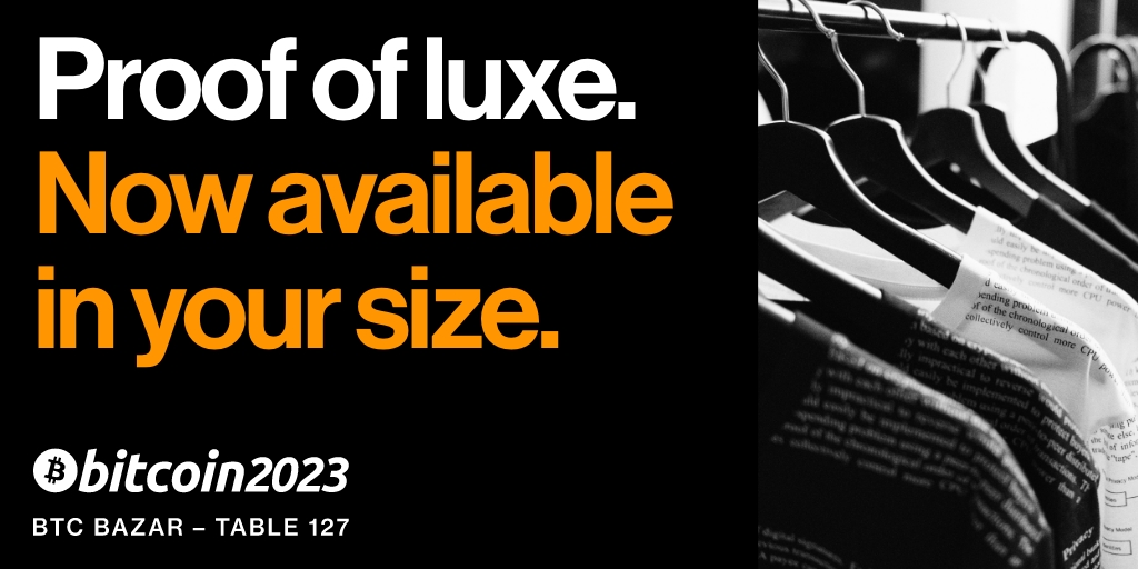 No gimmicks. No key fobs. No pens. No sales pitch. 
Just absolutely based gear. 
-
#Bitcoin #BTC #BitcoinConference2023 #Bitcoin2023 
-
Bazar—Table 127—4eva