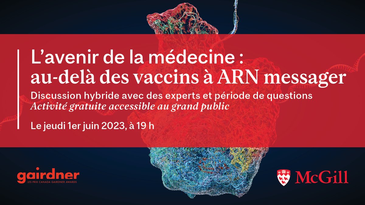 Appelés à révolutionner la médecine, les traitements à ARN pourraient être source d’espoir pour les personnes atteintes d’un cancer ou d’une maladie rare pour laquelle il n’existe aucun remède. Le 1er juin, venez entendre nos experts à ce sujet.
mcgill.ca/x/UTT