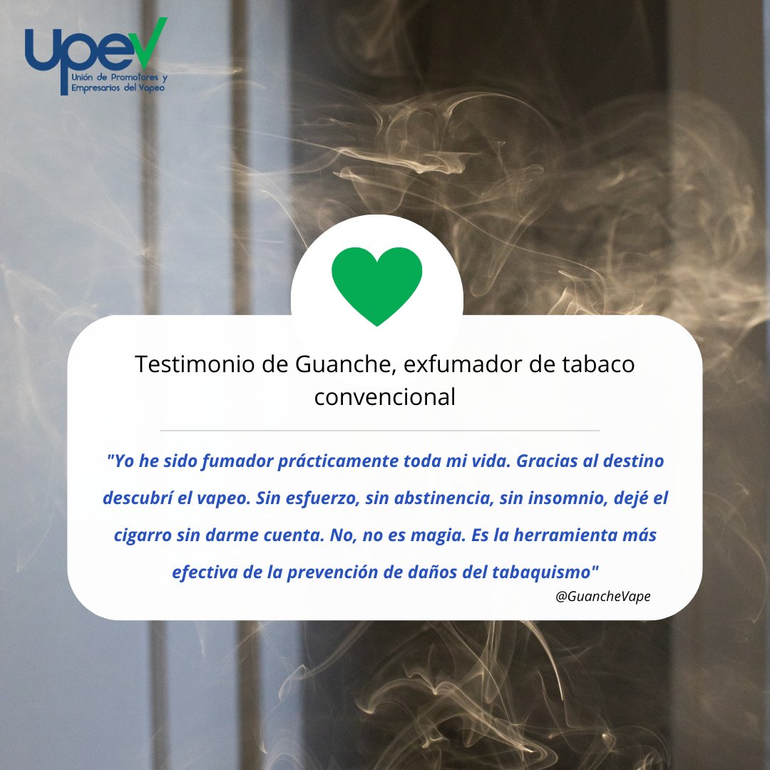 UPEVasociacion's tweet image. 🎉¡Nos encanta que compartáis vuestros #testimonios! @GuancheVape confirma que el #vapeo es una herramienta muy efectiva.   👏¡Animaos a compartir vuestras historias con nosotros! 👇 #StopTabaco #DiSíAlVapeo
