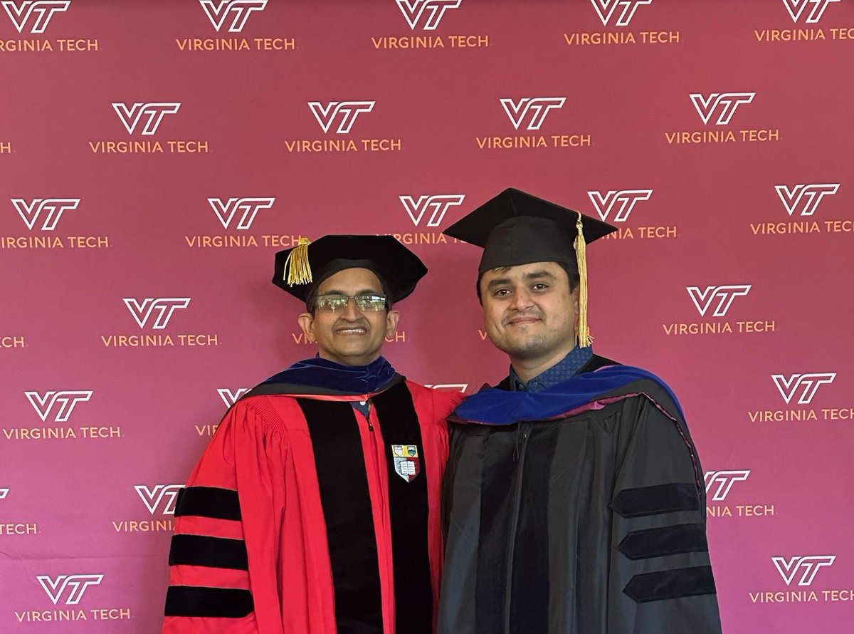Wonder where our students <a href="/SanghaniCtrVT/">The Sanghani Center at Virginia Tech</a> go after earning a Ph.D. <a href="/VT_CS/">Virginia Tech Computer Science</a>?  Dr. Nurendra Choudhary (<a href="/nurendra_c/">Nurendra Choudhary</a>), here with advisor <a href="/chandankreddy/">Chandan Reddy</a> @VTmetroDC commencement, tells us he is joining Amazon in Palo Alto, CA, as an applied scientist II. Congrats! 🎉 #HokieGrad #VT23