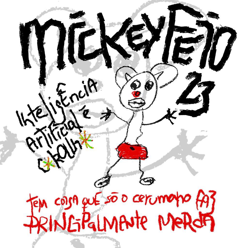 mickeyfeio's tweet photo. chegou o momento mais aguardado do ano: o concurso internacional do mickey feio. dessa vez tu tem que desafiar a inteligência artificial e conseguir fazer algo ainda mais feio (eu sei que tu consegue). então vamo lá: usa a hashtag #mickeyfeio2023 e marca a gente lá. https://t.co/s1dLfJA1bK