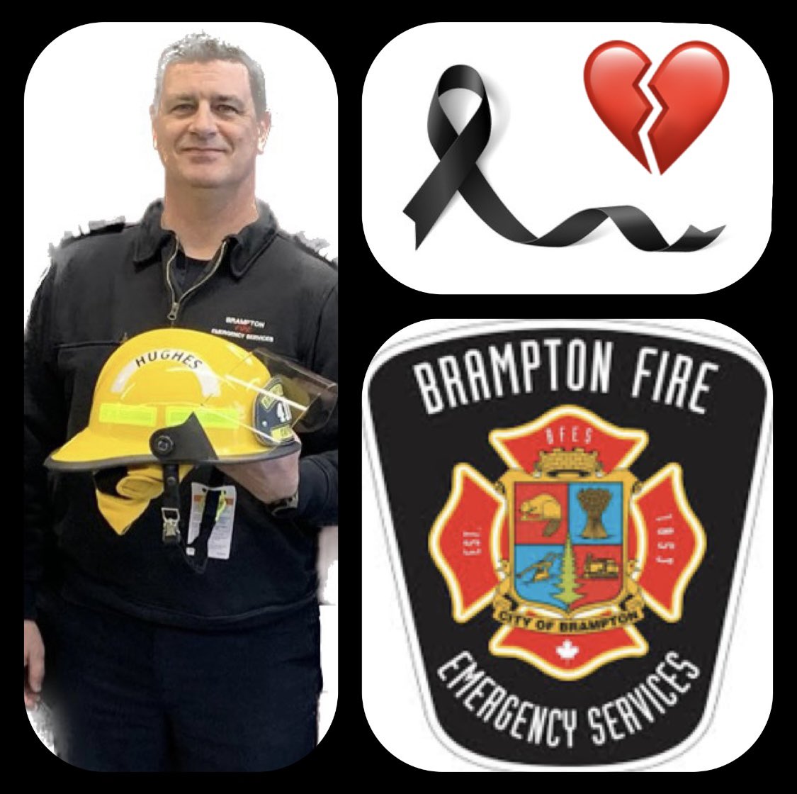 Sending love and hugs to the Brothers and Sisters of @BramptonFireES and the entire Hughes Family. Greg was always a pleasure to work with. Kind, professional and dedicated to Firefighting. I’m thankful to have called him my friend. #firefighter #heroinlife 💔🔥🚒