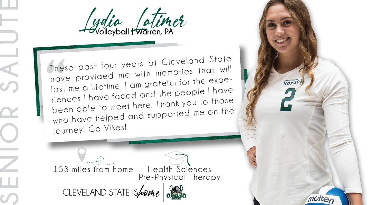 CSU_Athletics's tweet photo. 𝕊𝕖𝕟𝕚𝕠𝕣 𝕊𝕒𝕝𝕦𝕥𝕖 {Part Two}

🏐 Sarah DeGeorge (@CSU_Vball)
🏀 Yahel Hill (@csu_basketball)
🏐 Lydia Latimer (@CSU_Vball)
⚽️ Cassidy Lewis (@CSU_WomenSoccer)

Here's to being Vikings For Life &amp; always remember #CleStateIsHome https://t.co/G4SU2O9U1p