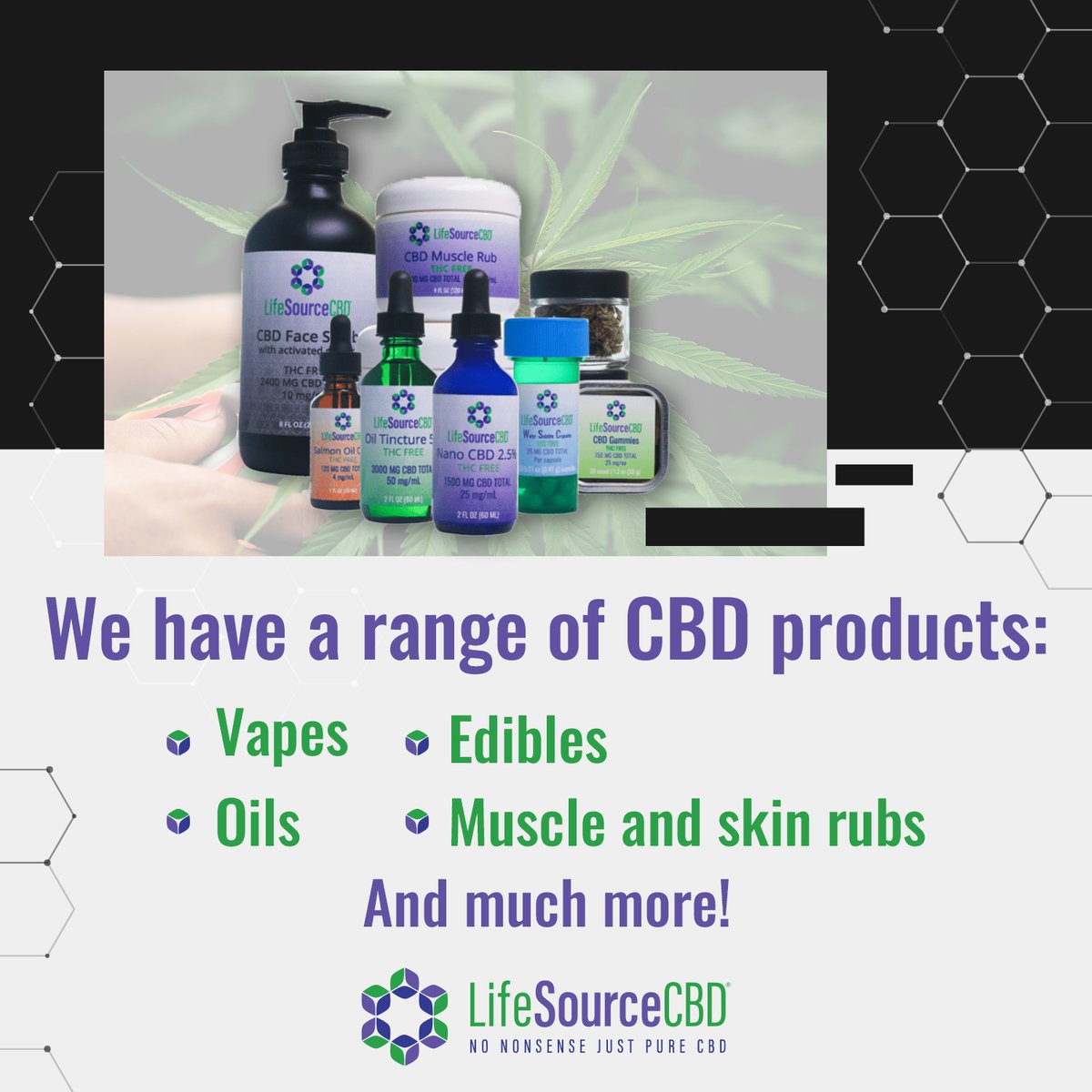lifesourcecbd's tweet image. Looking for the perfect way to add CBD to your daily routine? From delicious edibles to easy-to-use oils, soothing muscle and skin rubs, and even vape options, our range of CBD products has something for everyone. 

#cbd #cannabiscommunity #cbdoil #cbdhealth #cbdproducts