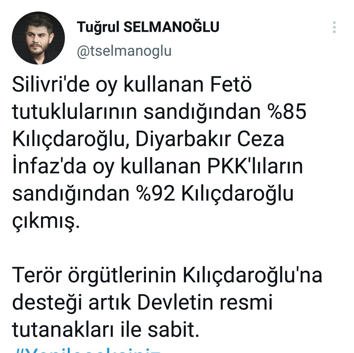 Rabbinin adıyla OKU sahtekâr @tselmanoglu YSK'nın kararı; 'kasıtlı suçlardan dolayı cezaevinde bulunan hükümlülerin oy kullanamayacağı, seçimlerde ceza infaz kurumlarındaki seçmen niteliğine sahip TUTUKLULAR ile TAKSİRLİ suçlardan hükümlü olanların oy kullanabileceği belirtildi'
