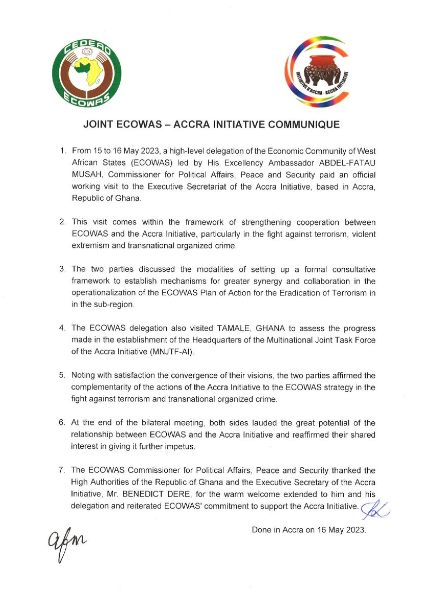 ECOWAS-ACCRA INITIATIVE COMMUNIQUE