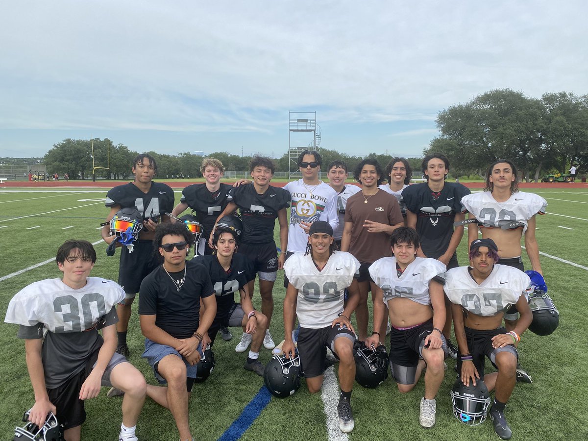 The DB group of Clark Defense! 3 former players checking out spring ball. FOOTBALL IS FUN!! #clarktexas #footballassassins
