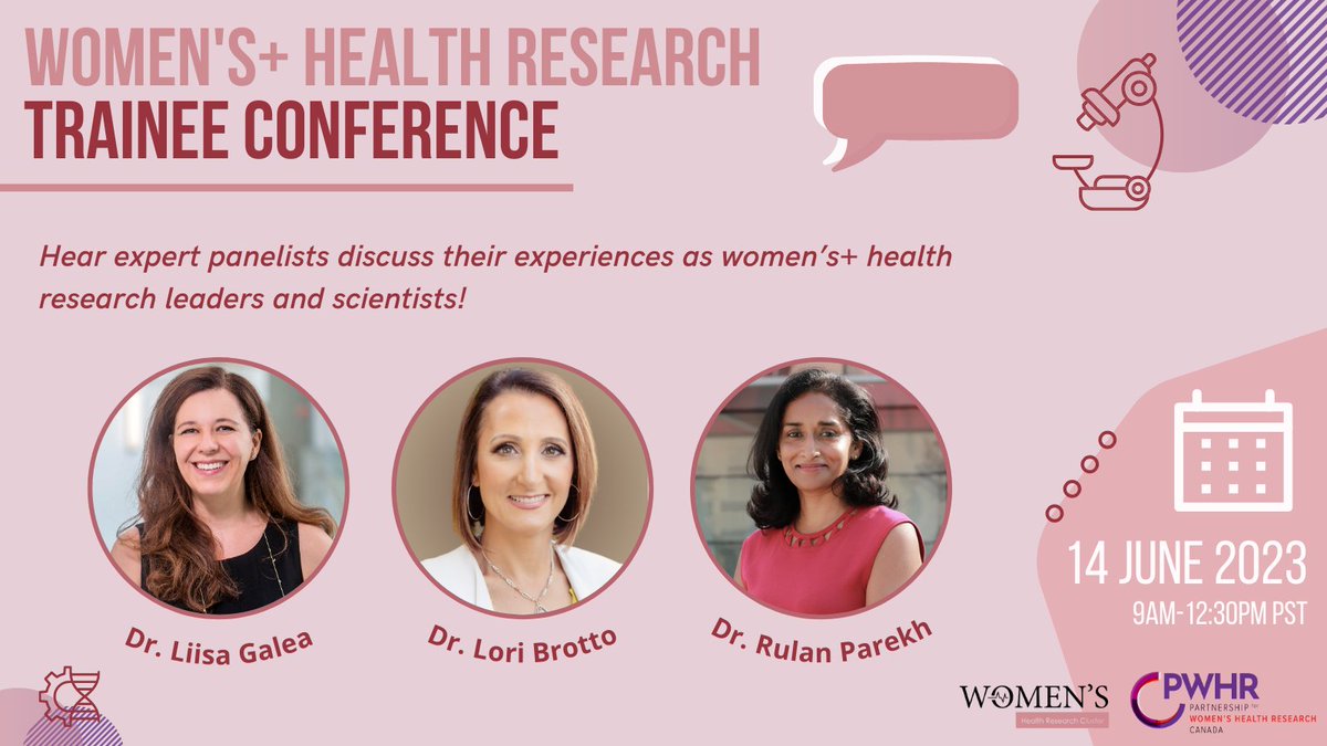 Attention #Trainees! 🗣️Join @ResearchonWH & @PWHR_Canada on June 14 to hear an #ExpertPanel discussion with @LiisaGalea @DrLoriBrotto @DrRulanParekh on working in the field of women's+ health! 🔬Register here ➡️bit.ly/3nY1fF3#WHRTC