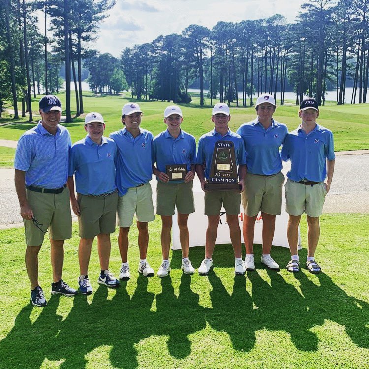 Congratulations to the Varsity Boys Golf Team for winning the 5A State Championship! They competed at the Robert Trent Jones Golf Trail at Grand National in Auburn/Opelika. After ending day one of the tournament down a stroke, the team regrouped &amp; clinched the title. Go Raiders!