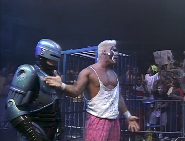 wrestle_hist's tweet photo. 5/19/1990
Robocop saves Sting from The Four Horsemen at Capital Combat from the D.C. Armory in Washington, D.C.
#NWA #WCW #CapitalCombat #Sting #Robocop #FourHorsemen https://t.co/h7fQzlZ6C6