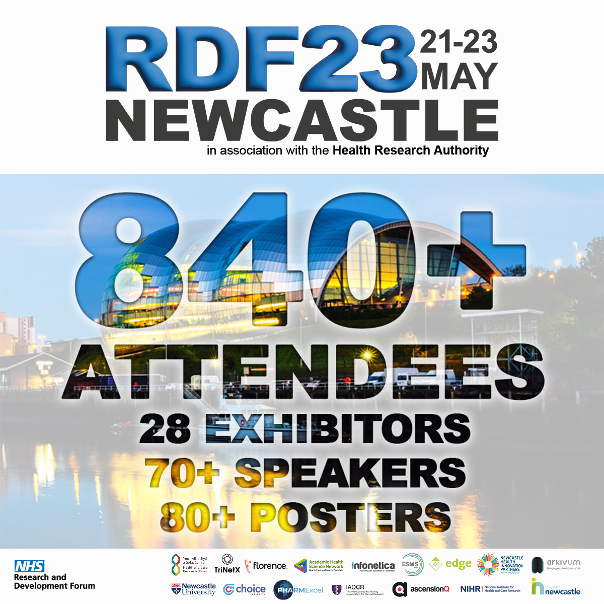 The long awaited 2023 Annual Conference of the @NHSRDForum starts on Sunday, and we can’t wait to welcome over 840 attendees.

We would like to wish everyone a safe journey, and we look forward to seeing you in Newcastle.

#nhs #nhsresearch #covidresearch #rdf23