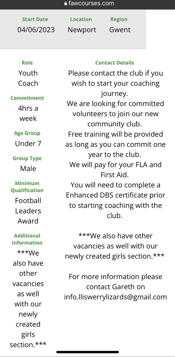 Happy Friday everyone and have a great weekend!
Please can you all share this - the club is looking for new coaches/volunteers 🦎

buff.ly/42OtQM4
#lliswerryllizardsfc🦎 #communityclub #football #Newport