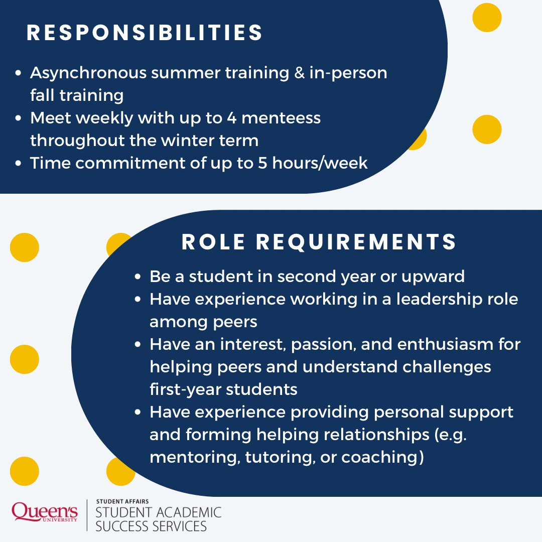 Mentors needed; volunteer &amp; help support the incoming class with SASS!

We are looking for enthusiastic upper-year students to join our dynamic volunteer team and help support the incoming undergraduate class. View the full position description via the #linkinbio