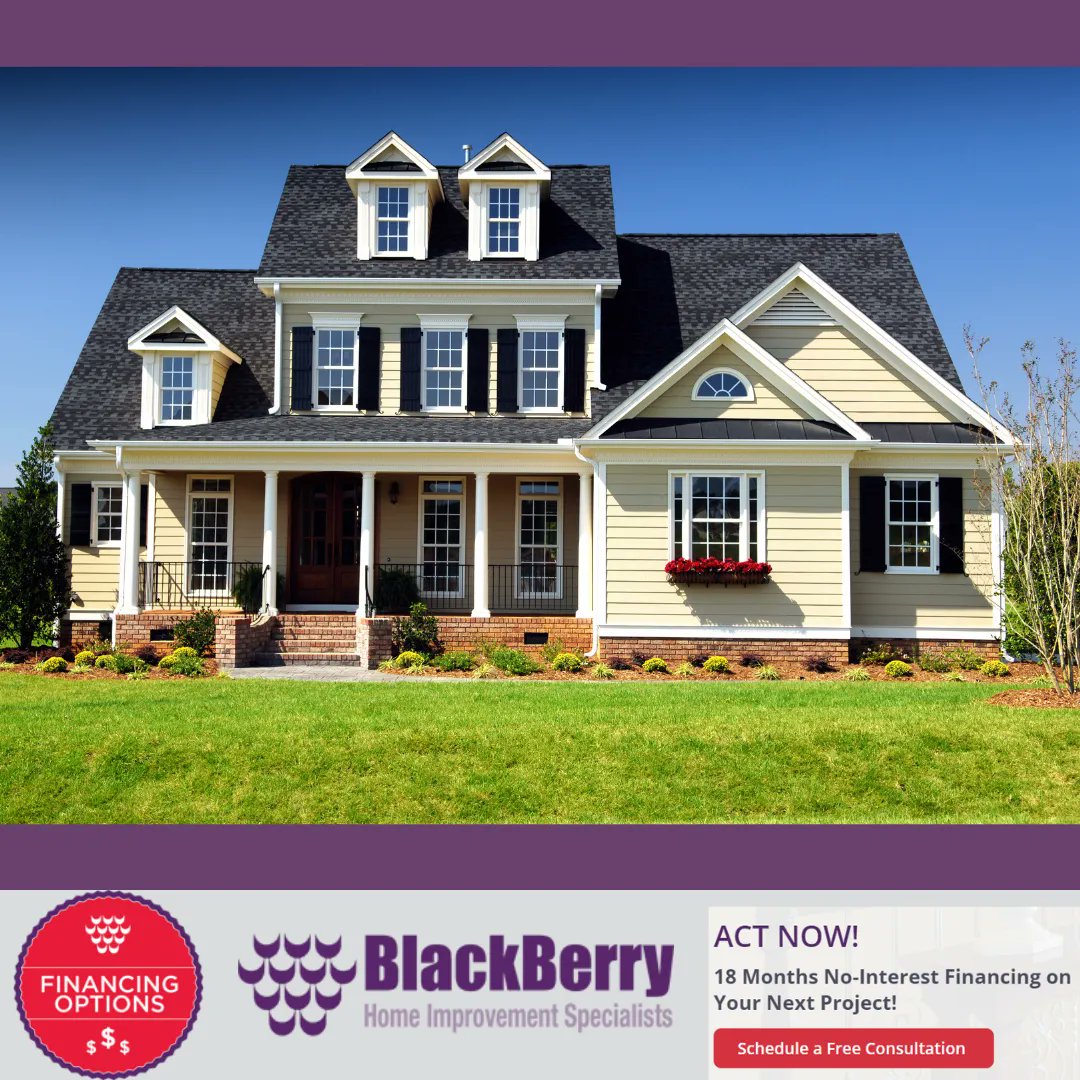 #FinanceFriday  
New siding can make any home come to life, and even better we have financing options that are best suited for you. 
 
18 months No-Interest Financing to use on your next home improvement project. 
---
#BlackBerrySystems #Finance #Windows #Siding #PatioDoors